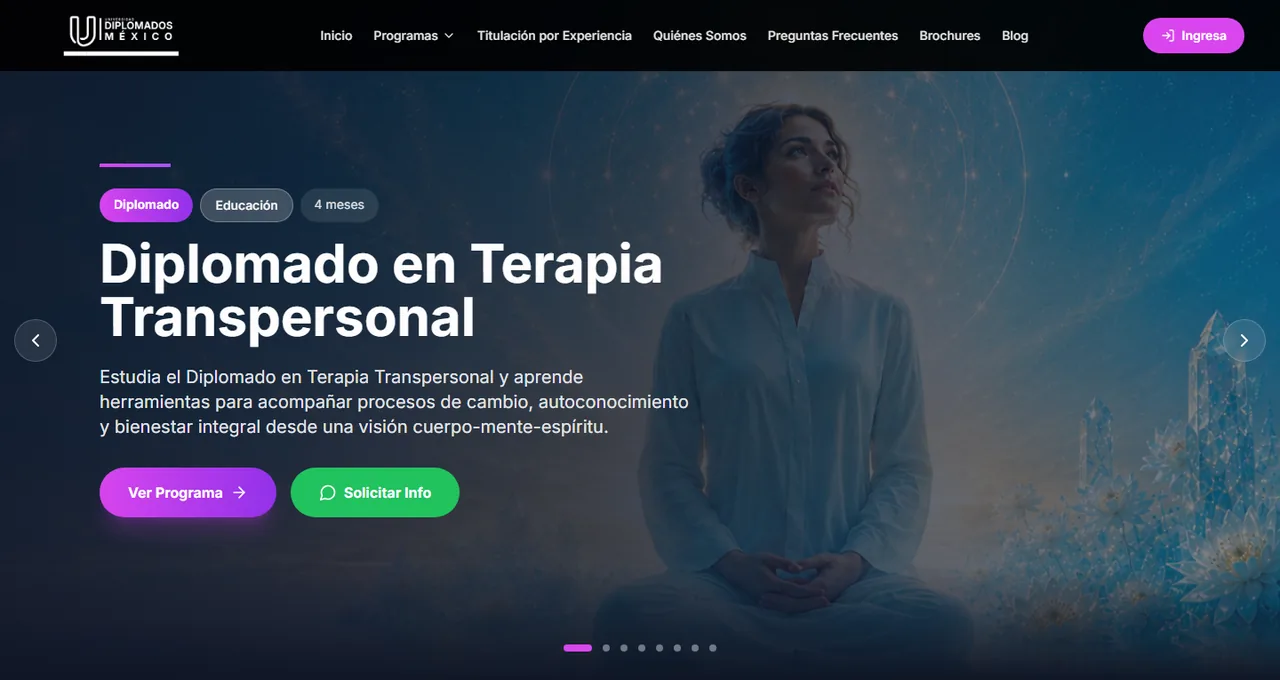 Página de inicio de Universidad Diplomados México, con el banner principal de programas.